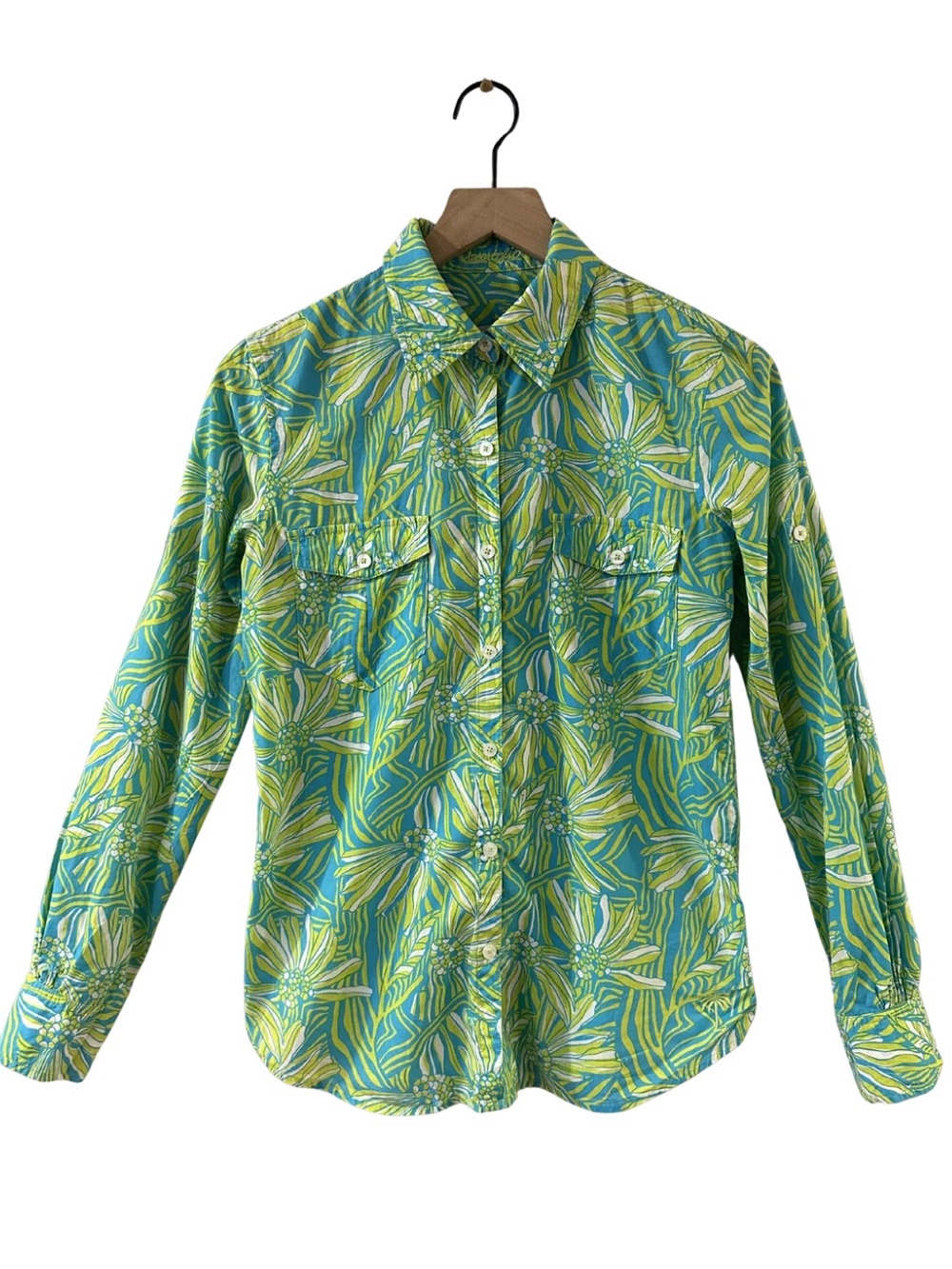 Lilly Pulitzer Cotton Resort Fit Roll Tab Button Down Camp Shirt